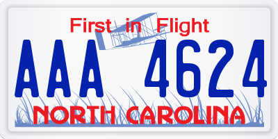 NC license plate AAA4624