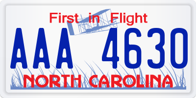 NC license plate AAA4630