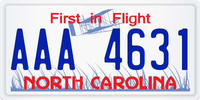 NC license plate AAA4631