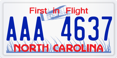 NC license plate AAA4637