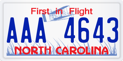 NC license plate AAA4643