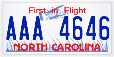 NC license plate AAA4646