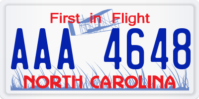 NC license plate AAA4648