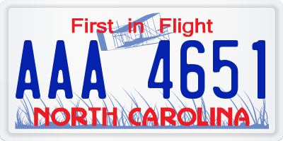 NC license plate AAA4651