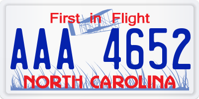 NC license plate AAA4652