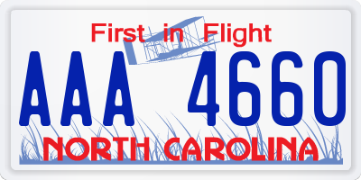 NC license plate AAA4660