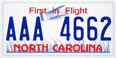 NC license plate AAA4662