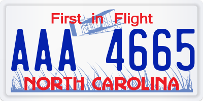 NC license plate AAA4665