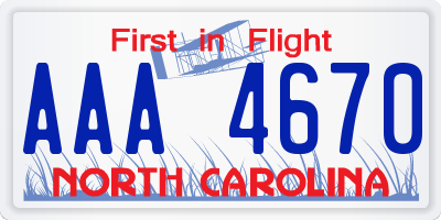 NC license plate AAA4670