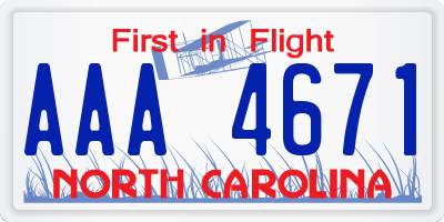 NC license plate AAA4671