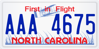 NC license plate AAA4675