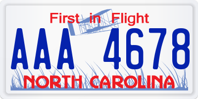 NC license plate AAA4678