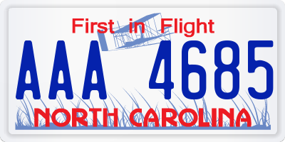 NC license plate AAA4685