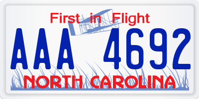 NC license plate AAA4692