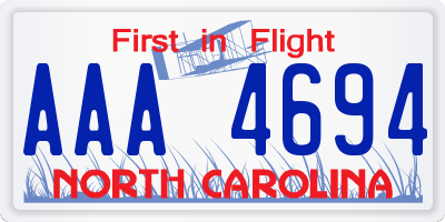 NC license plate AAA4694