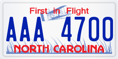 NC license plate AAA4700