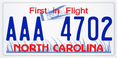 NC license plate AAA4702