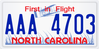 NC license plate AAA4703