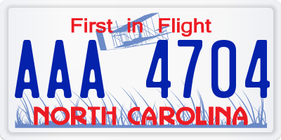 NC license plate AAA4704