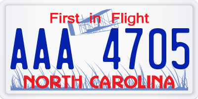 NC license plate AAA4705