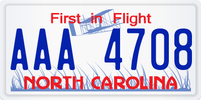 NC license plate AAA4708