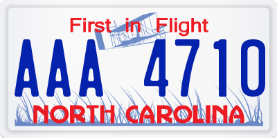 NC license plate AAA4710