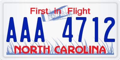 NC license plate AAA4712