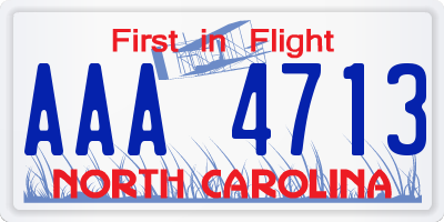NC license plate AAA4713