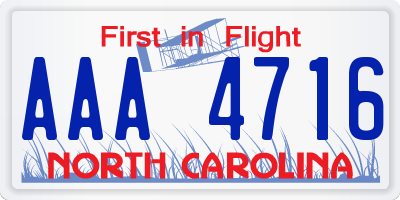 NC license plate AAA4716