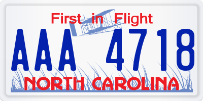 NC license plate AAA4718