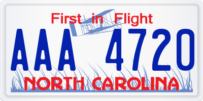 NC license plate AAA4720