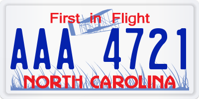 NC license plate AAA4721