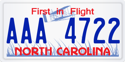 NC license plate AAA4722