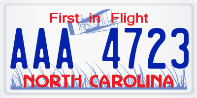 NC license plate AAA4723