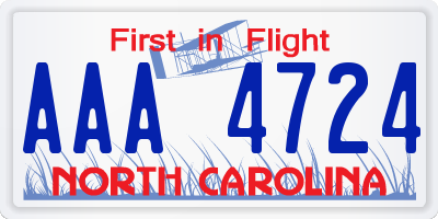 NC license plate AAA4724