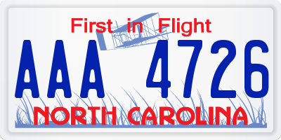 NC license plate AAA4726