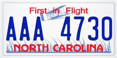 NC license plate AAA4730