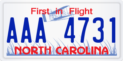 NC license plate AAA4731