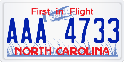 NC license plate AAA4733