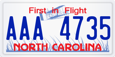 NC license plate AAA4735