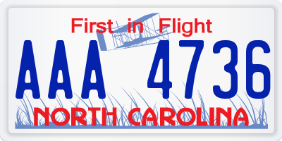 NC license plate AAA4736