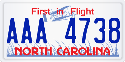 NC license plate AAA4738