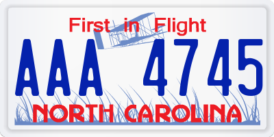 NC license plate AAA4745