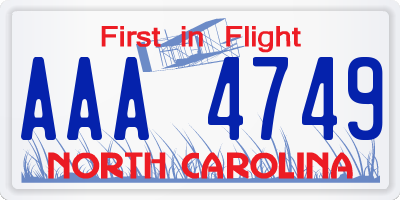 NC license plate AAA4749