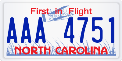 NC license plate AAA4751