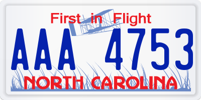 NC license plate AAA4753