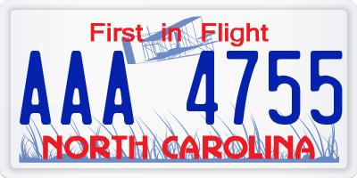 NC license plate AAA4755