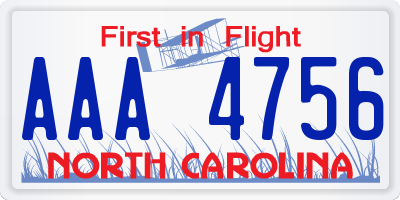 NC license plate AAA4756