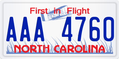 NC license plate AAA4760