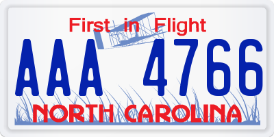 NC license plate AAA4766